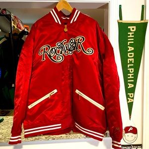 Vintage Mens XXL Maroon Rocawear Full Zip Satin Bomber Jacket